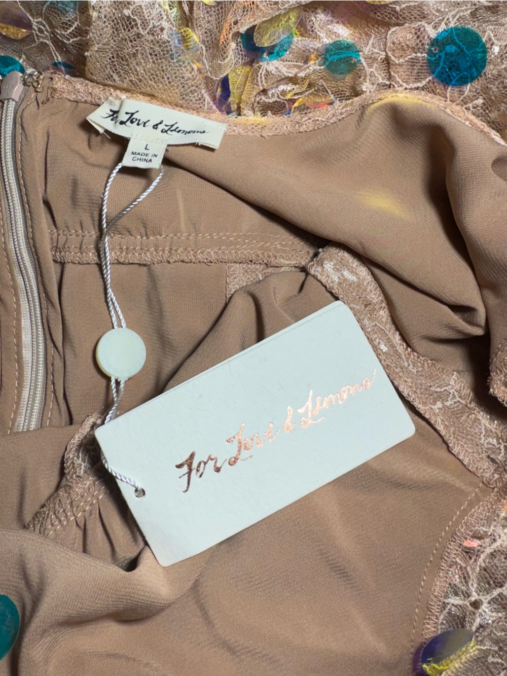 NWT For Love & Lemons Ace Sequin Lace Maxi Dress | Large - Picture 11 of 13